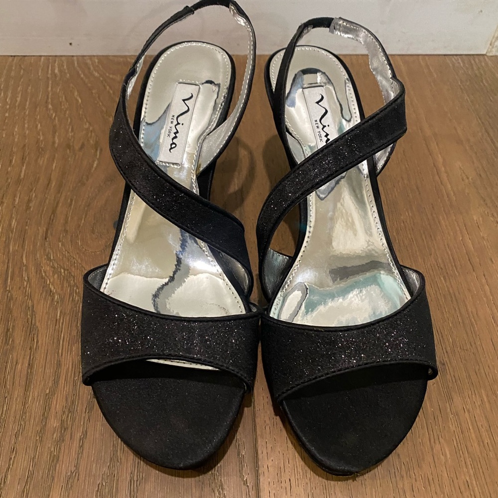 Nina Glittery Black Women's Sandals